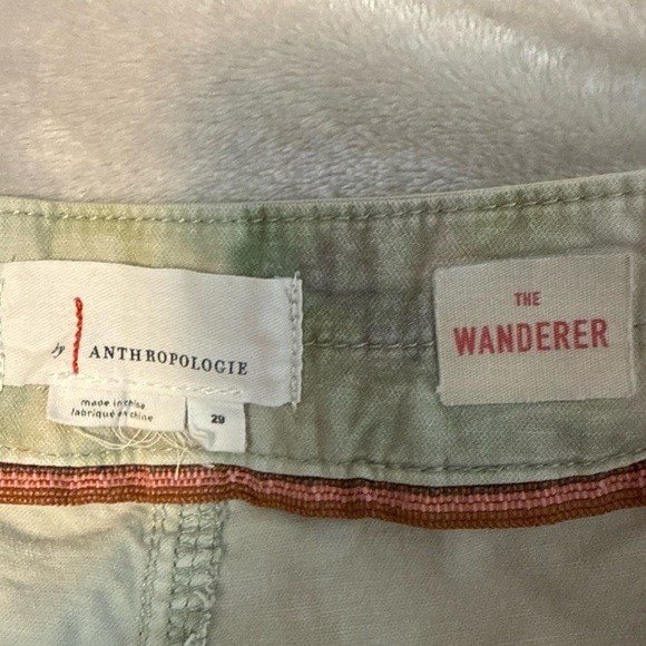 Anthropologie The Wanderer Cargo Pants Womens Size 29 Green Linen Blend - Picture 6 of 11
